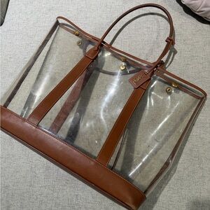 Yves Saint Laurent Transparent Brown Tote Bag with Zip Pouch